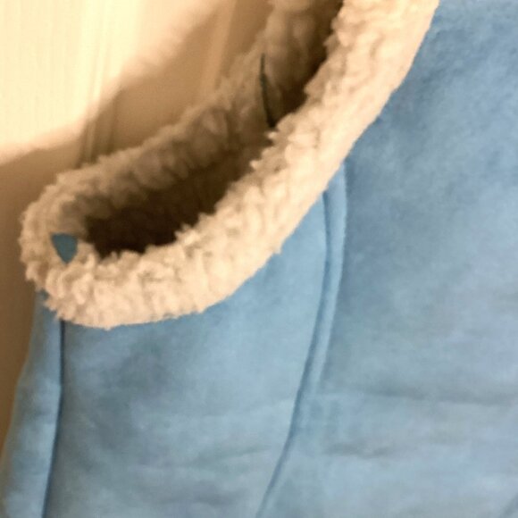 Denver Hayes Women's Faux Suede Blue Vest Sleeveless Size M Sherpa Lined - Picture 7 of 10